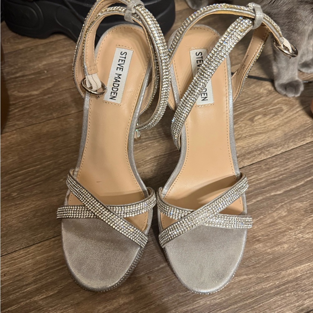 Steve Madden Silver Rhinestone Heels